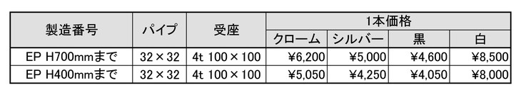 EPポール脚単価表
