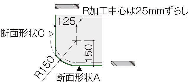 カウンター天板の平面形状