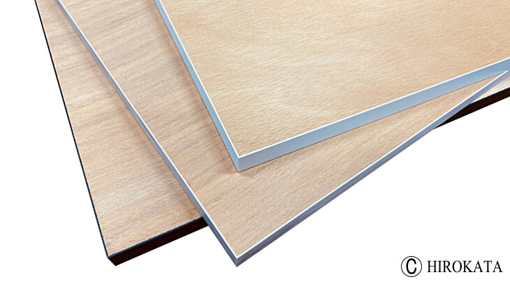 オーダーメイドでサイズ指定できる安い価格のテーブルやデスク天板の裏面は無塗装ラワン合板