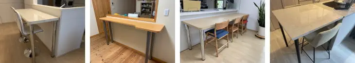 対面キッチンのカウンターテーブル