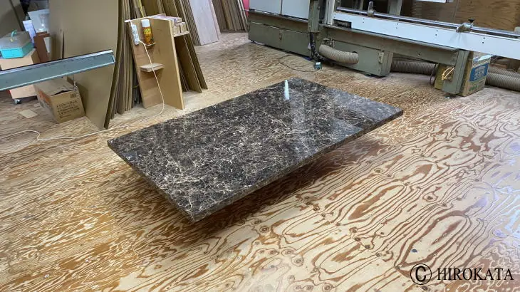 鏡面黒豪華な大理石柄の大型テーブル天板