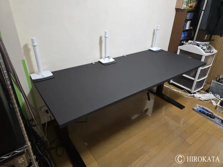 電動昇降式パソコンデスク(電子線硬化樹脂化粧板単色黒XE-505K)