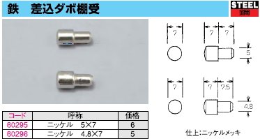 棚板受け金具　ねじ込み式ダボ