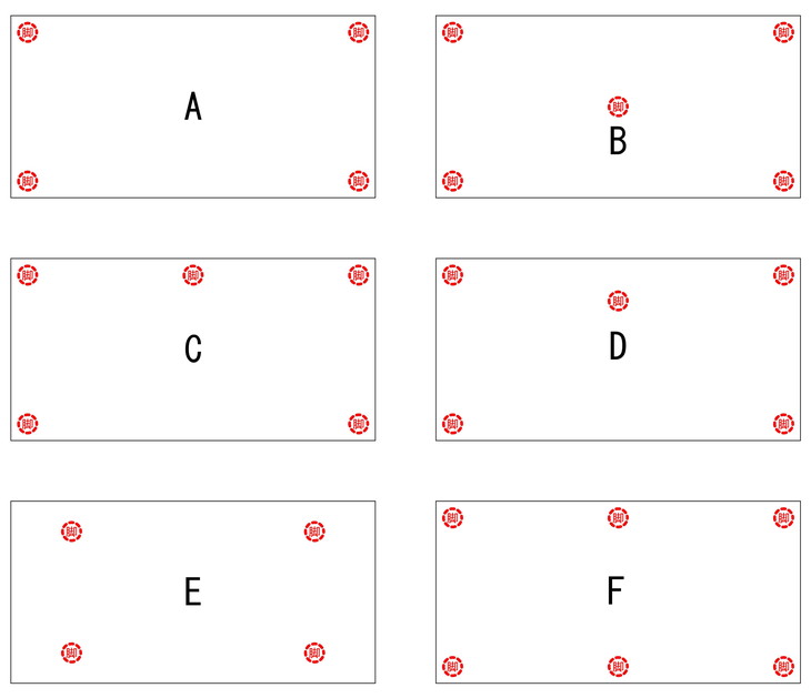 四角形の場合のポール脚配置図面